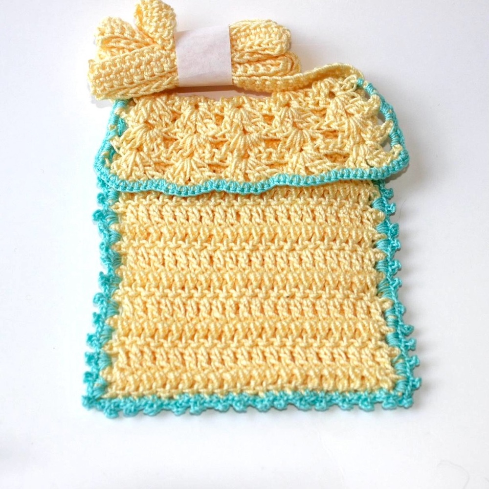 Yellow and Blue Crotchet crossbody purse